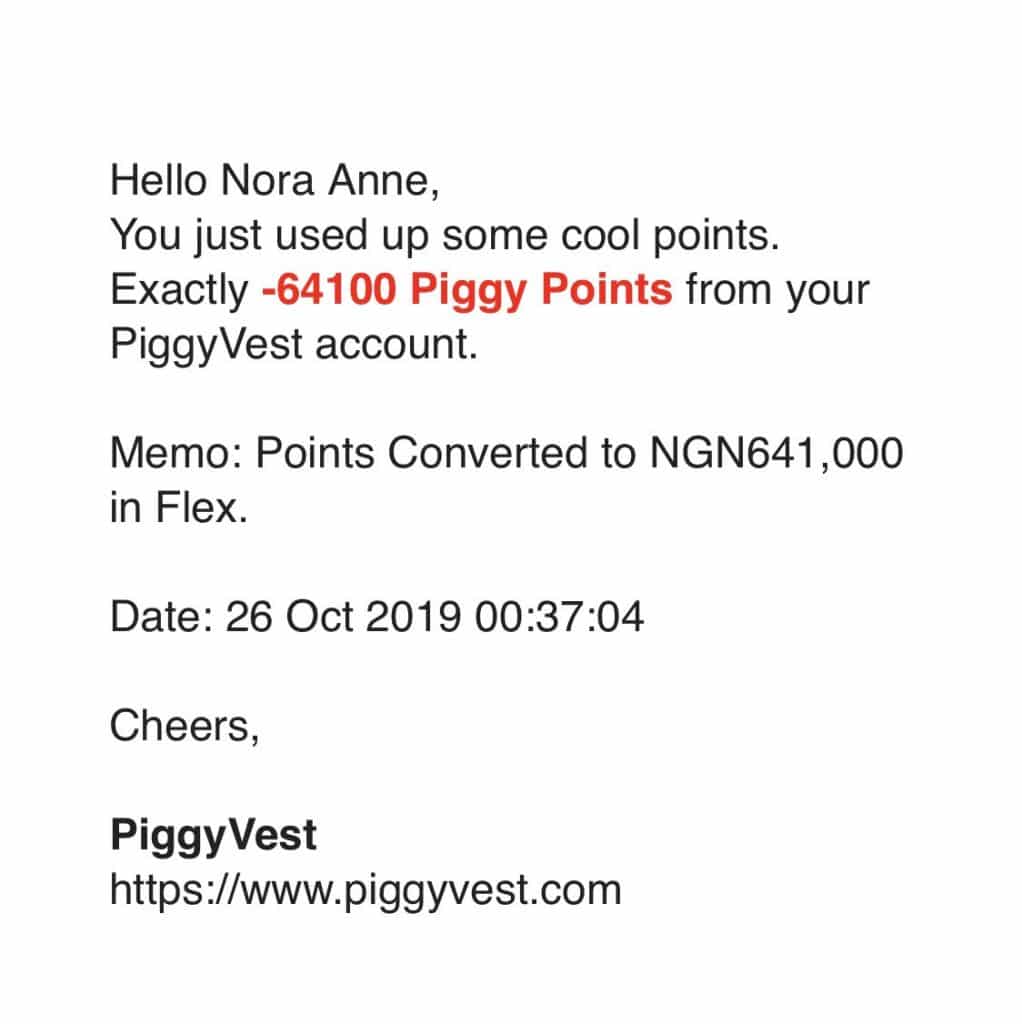 converted piggyvest points