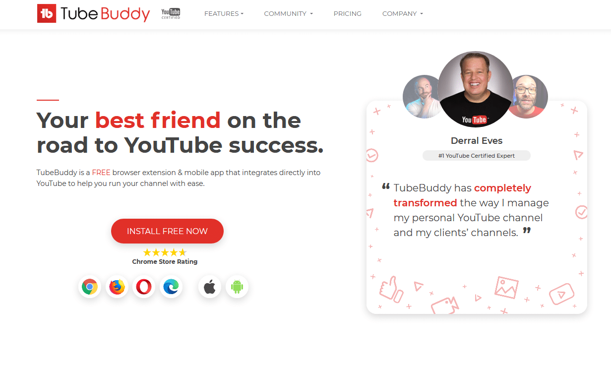 tubebuddy homepage