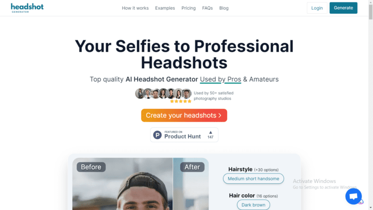 HeadshotGenerator.io: Generate Professional Headshots from Selfies in One Click